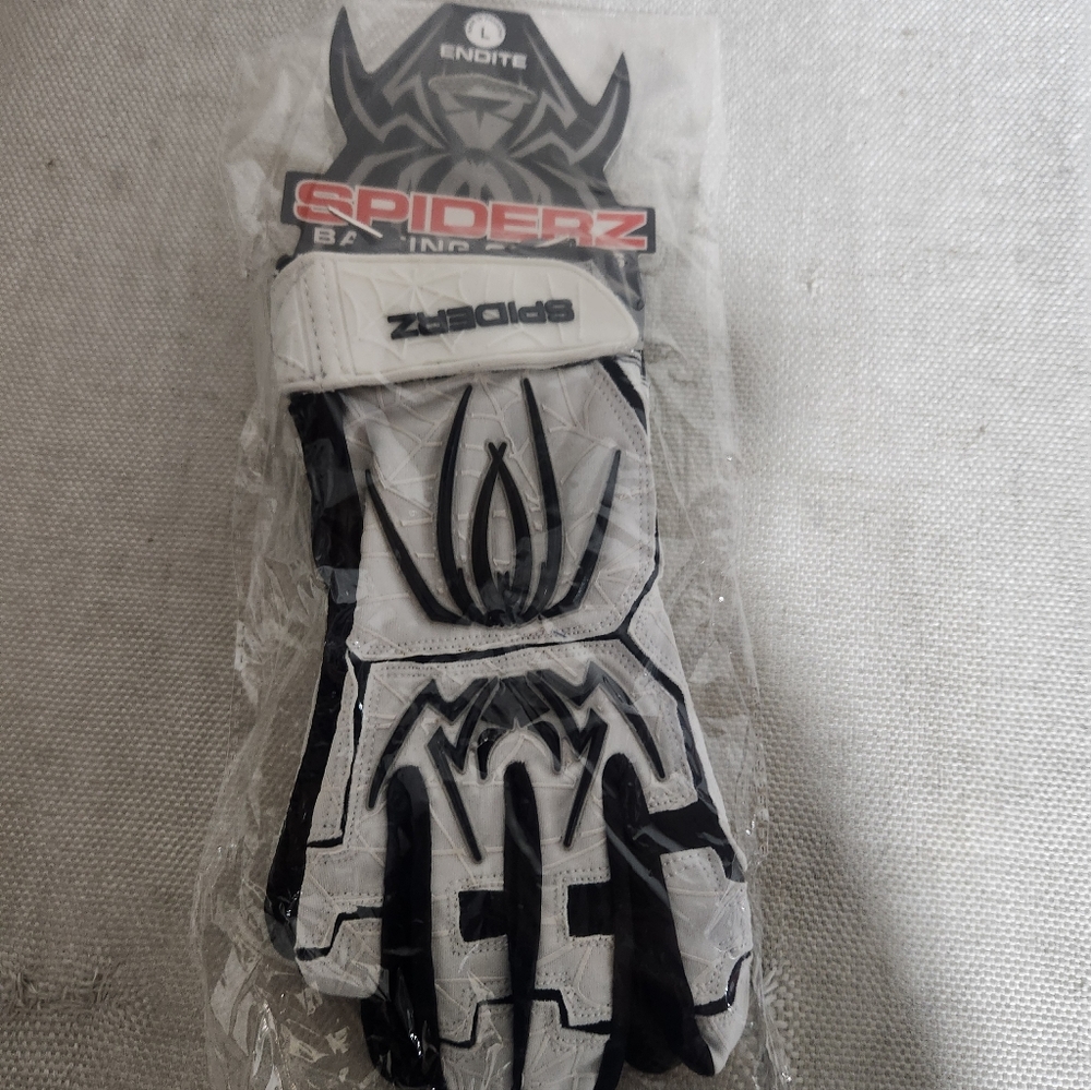 Spiderz Batting Gloves Black and White